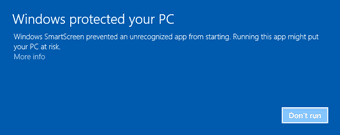 Windows SmartScreen message